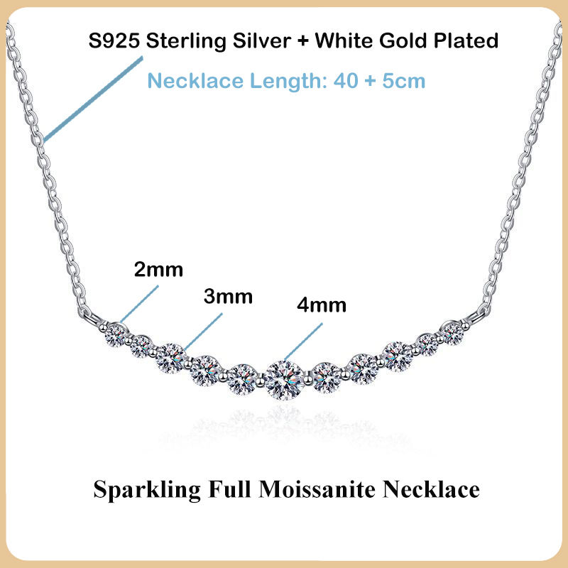 Miniatura: New In S925 Sterling Silver Real 1.1cttw Moissanite Pendant Necklace for Women A