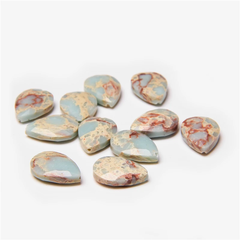 الصورة المصغرة: Natural Faceted Stone Beads Water Drop Malachite Quartz Kambaba Bracelet Earring