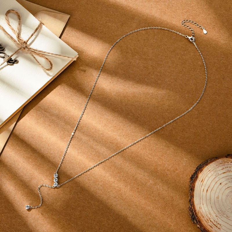 Miniatura: Round Bubble Full 3mm/5mm D Color Moissanite Pendant Necklace for Women 925 Silv