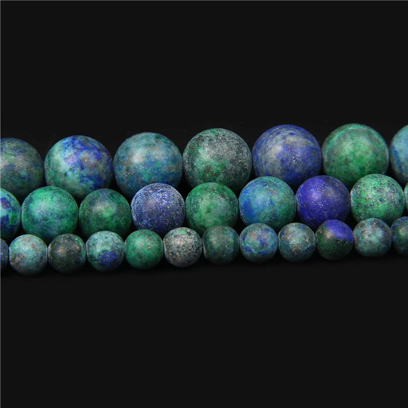 Miniaturbild: Matte Phoenix Lapis Lazuli Round Beads Natural Stone for Making Bracelet 15.5"