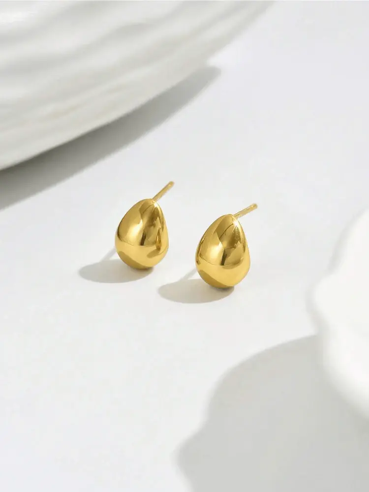 Thumbnail: 925 Sterling Silver Simple Classic Half Moon Bean Zircon Earrings For Women