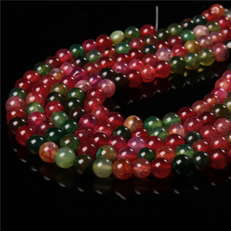 Miniaturbild: 6-10 MM Natural Tourmaline Dragon Veins Agate Round Beads for Jewelry Making 