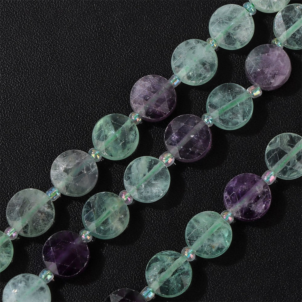 Miniaturbild: 10mm Natural Faceted Flat Round Stone Beads – Lapis Lazuli, Fluorite for DIY
