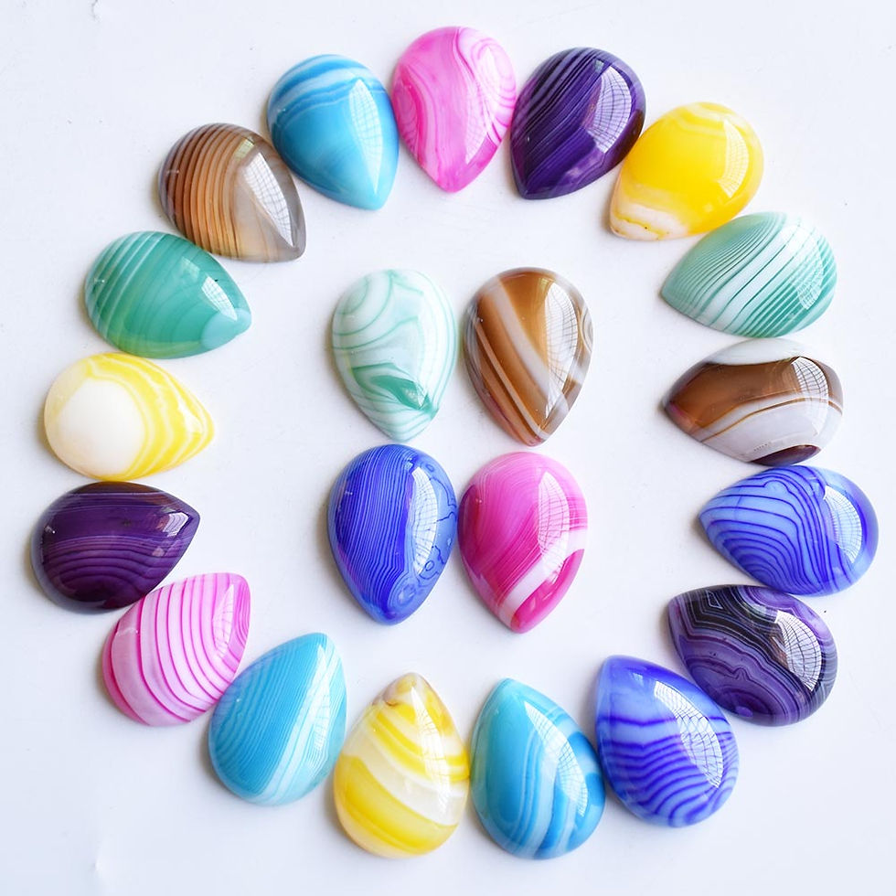 Miniatura: Wholesale 20pc/lot natural mixed strip onyx drop cabochon 18x25mm for jewelry  