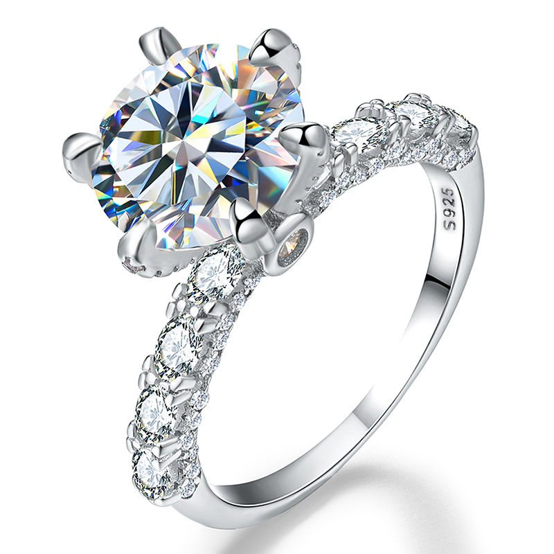 Thumbnail: 3CT Certified Pure Moissanite Diamond Wedding Rings For Women Gift 925 Silver