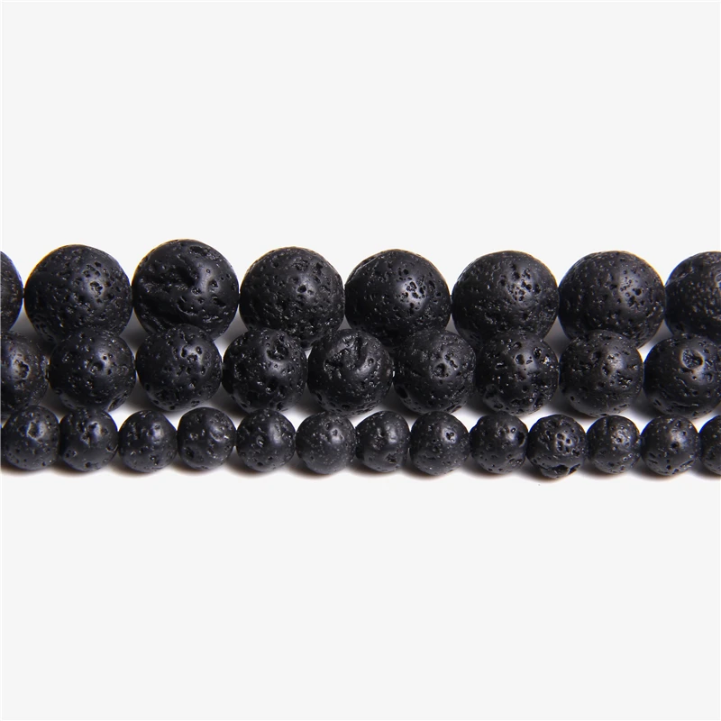 Miniaturbild: Natural Black Lava Stone Beads Natural Volcanic Stone Round Beads for Jewelry 