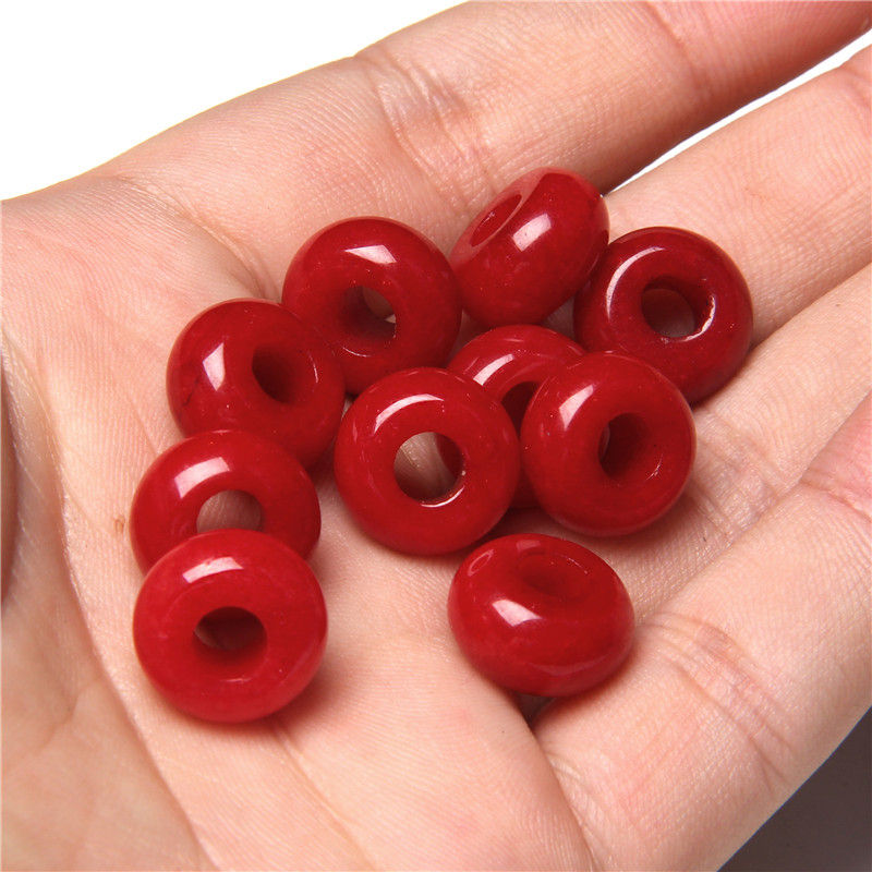 Thumbnail: 5pcs 14mm Big Hole Stone Beads – Round Spacer Charms for DIY Jewelry