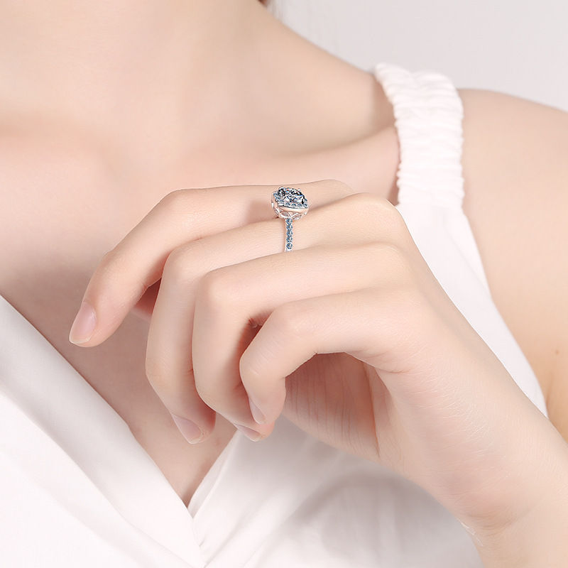 Miniaturbild: 0.5-2CT Sterling Silver Genuine Moissanite Ring for Women VVS Diamond Engagement