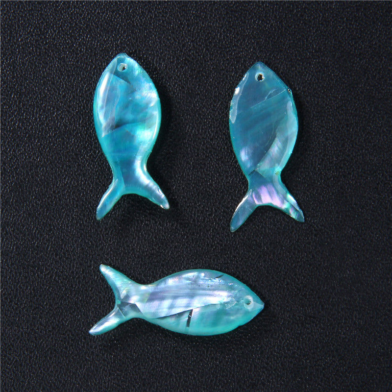 Miniatura: Muticolor Mother Of Pearl Pendant Fish Shape Animal Shell Charm Jewelry Making 