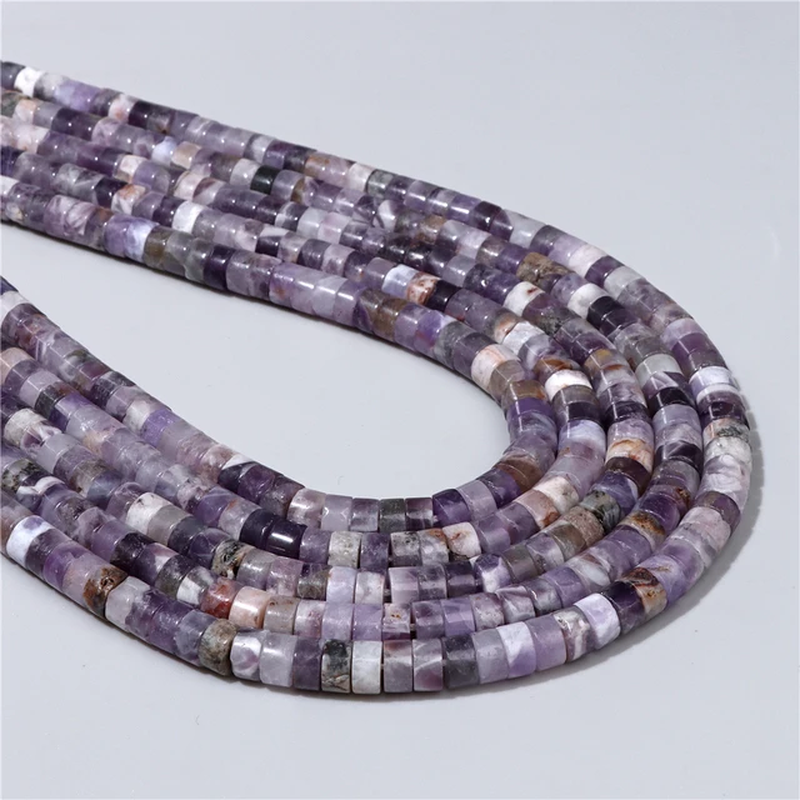 Miniaturbild: Natural Flat Round Disc Bead 6X3MM Sea Sediment Amethyst Rondelle Stone Bead 