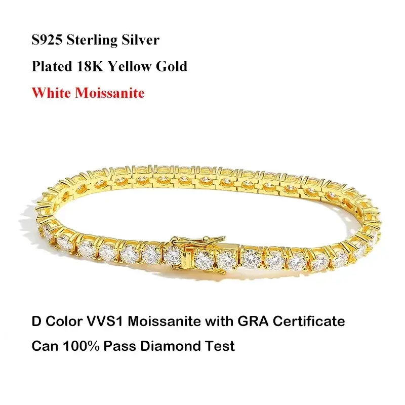 Thumbnail: Real D Color Full 2/2.5/3/4/5/6.5mm Moissanite Tennis Bracelet For Women S925 Pl