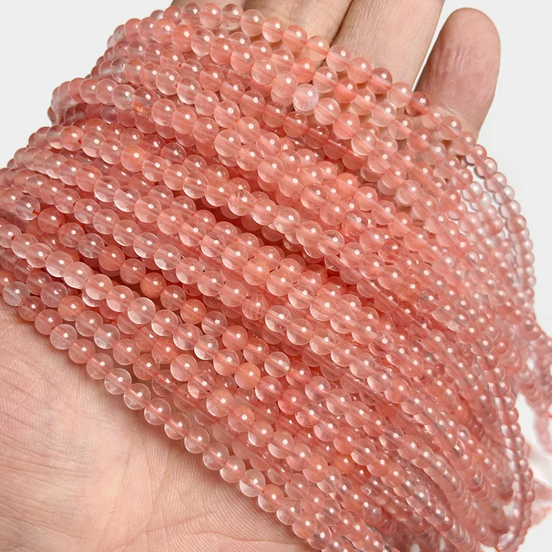 Miniature : 4Mm Natural Pink Rhdonite Jaspers Beads Round Jade Loose Bead for Jewelry 15''