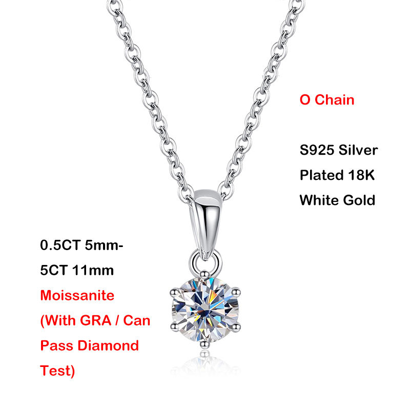 Miniatura: Sparkling 0.5-5CT D Color Moissanite Pendant Necklace for Women S925 Silver Pass