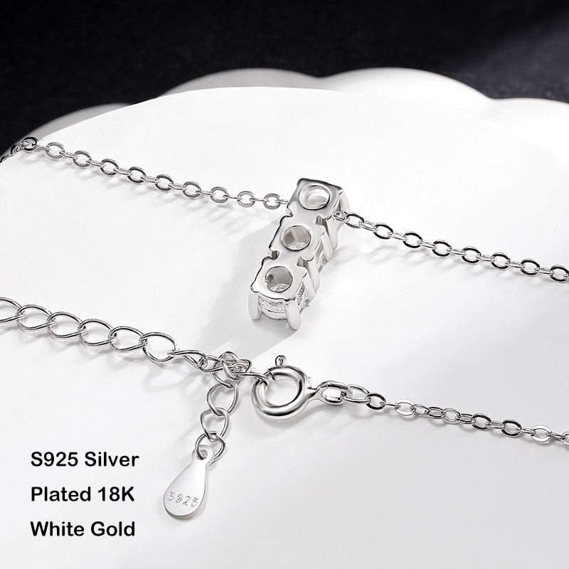 Miniatura: Real 0.9cttw Full 4mm D Color Moissanite Pendant Necklace for Women S925 Silver 