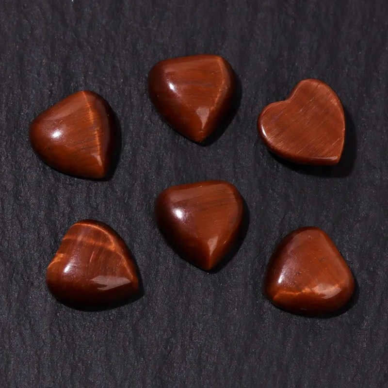 Miniaturbild: Natural Stone Cabochon Heart Shape Semi-Precious Rose Quartz Tiger Eye Jade Bead