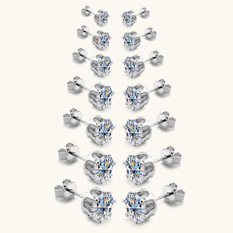 Miniaturbild: Sparkling Real 0.1-3CT D Color Moissanite Stud Earrings For Women Girls S92