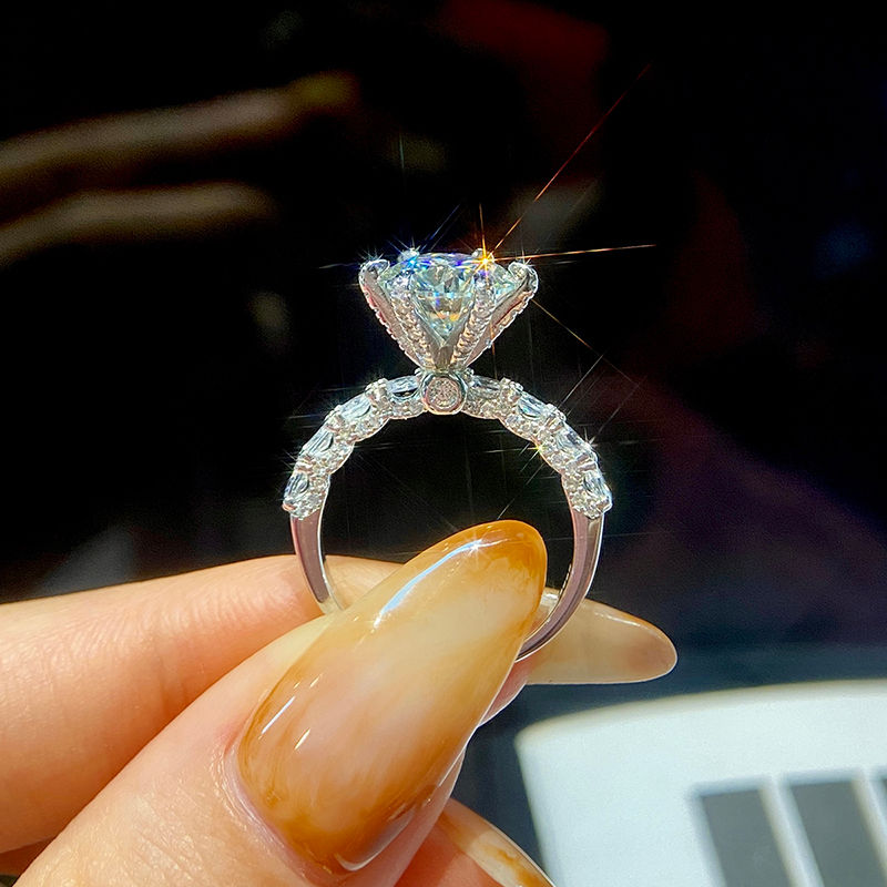 Thumbnail: 3CT Certified Pure Moissanite Diamond Wedding Rings For Women Gift 925 Silver