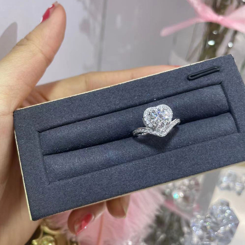 Miniature : 925 Sterling Silver Love Heart engagement Ring For Women 1 CT Moissanite Round