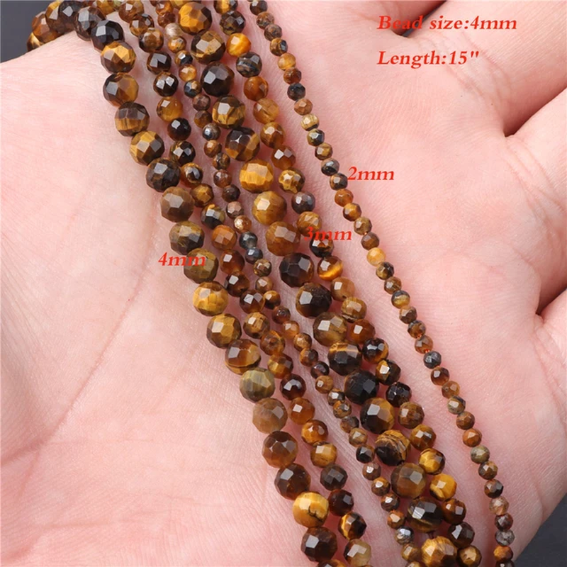 Miniaturbild: 45Kind Tiger Eye Stone Bead Natural Round Faceted Square Loose Beads Fit Fashion