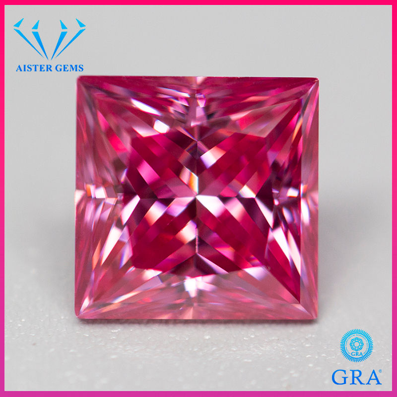 Miniaturbild: Pink Color Princess Cut Moissanite Stone Certified Moissanite Loose Gemstones
