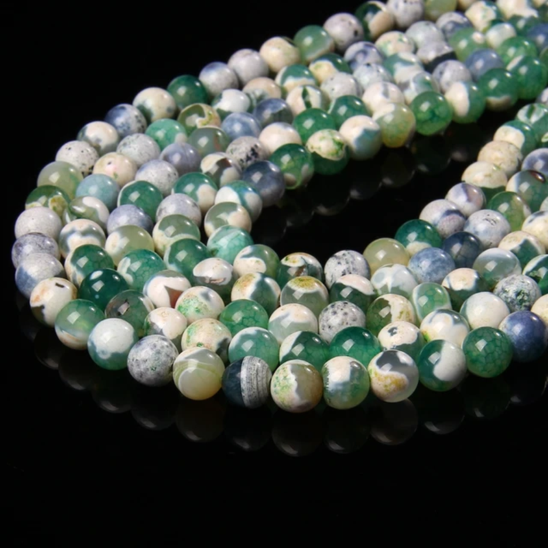 Miniaturbild: Natural Stone Fire Dragon Veins Agates Beads Round Loose Bead for Jewelry Making