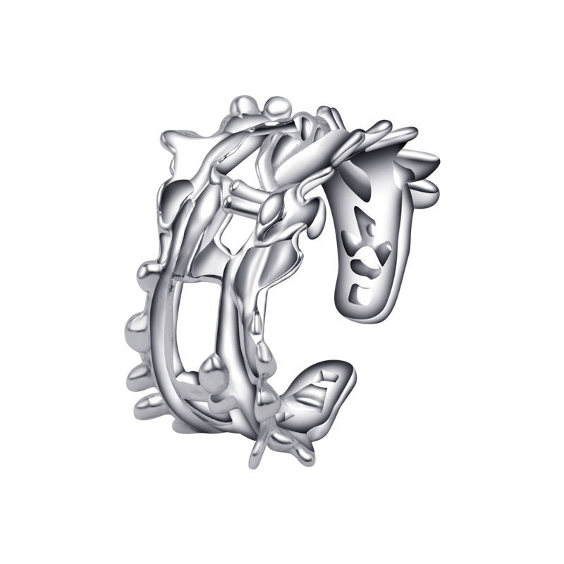 Miniaturbild: 925 Sterling Silver ring Creative fashion irregular adjustable opening ring