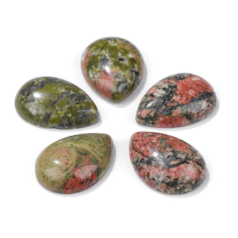 Miniaturbild: 10Pcs Natural Waterdrop Stone Cabochon Beads Semi-Flat Teardrop Cameo Beads 