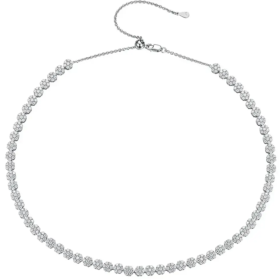 Thumbnail: 2mm Moissanite Diamond Tennis Necklace for Women 925  Sterling Silver Plated 18k