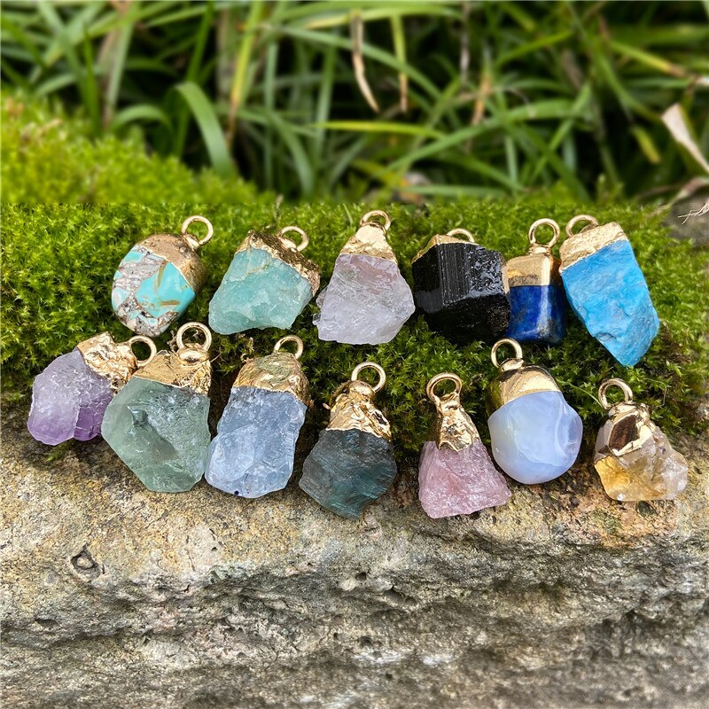 Miniatura: 1-5PCS High Quality Raw Stone Pendant Rough Original Crystal Energy Pendant 