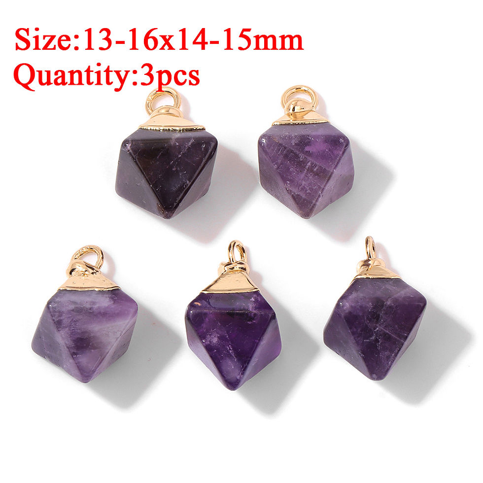 Miniatura: Wholesale Amethyst Hexagon Sun Charms – Reiki Pendants for DIY Jewelry