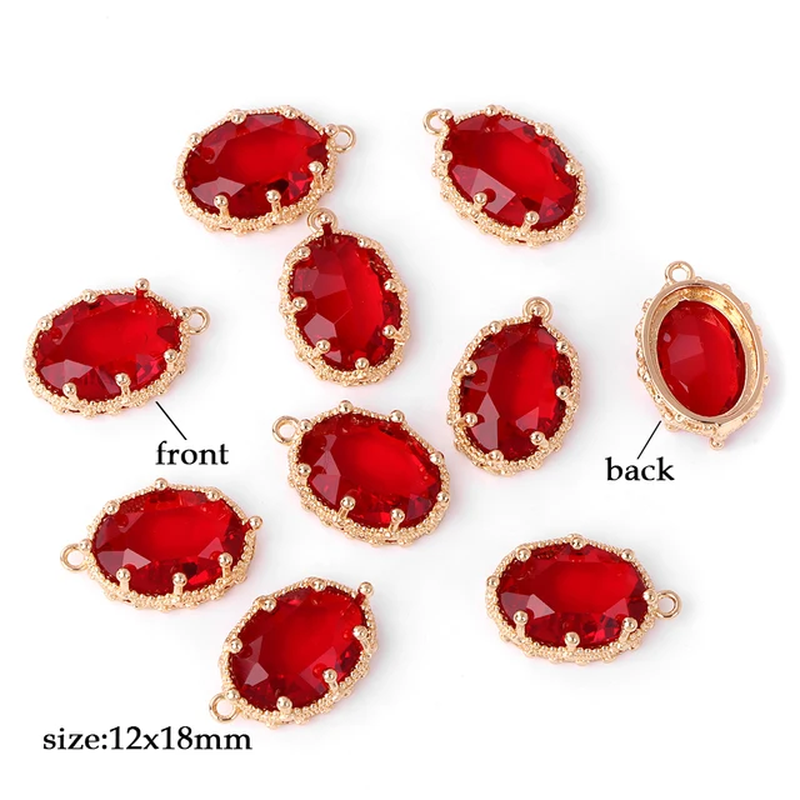 Miniatura: Fashion Crystal Glass Pendant Oval Shape Rhinestone Charm Vintage Pendant 5Pcs
