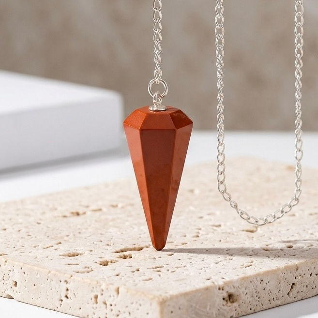 Miniaturbild: Red Jasper Pendulum | Natural Grounding Stone Dowsing Tool | Men Spiritual Gift