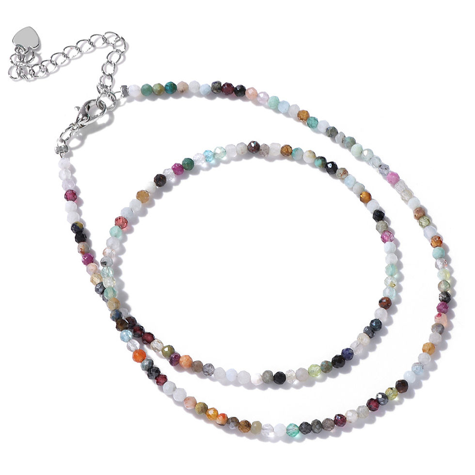 Miniatura: 2-3mm Faceted Gemstone Choker Necklace – Labradorite Quartz Healing Gift