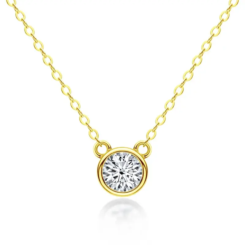 Miniatura: New In 2CT 8mm D Color Moissanite Diamond Pendant Necklace For Women S925 Silver