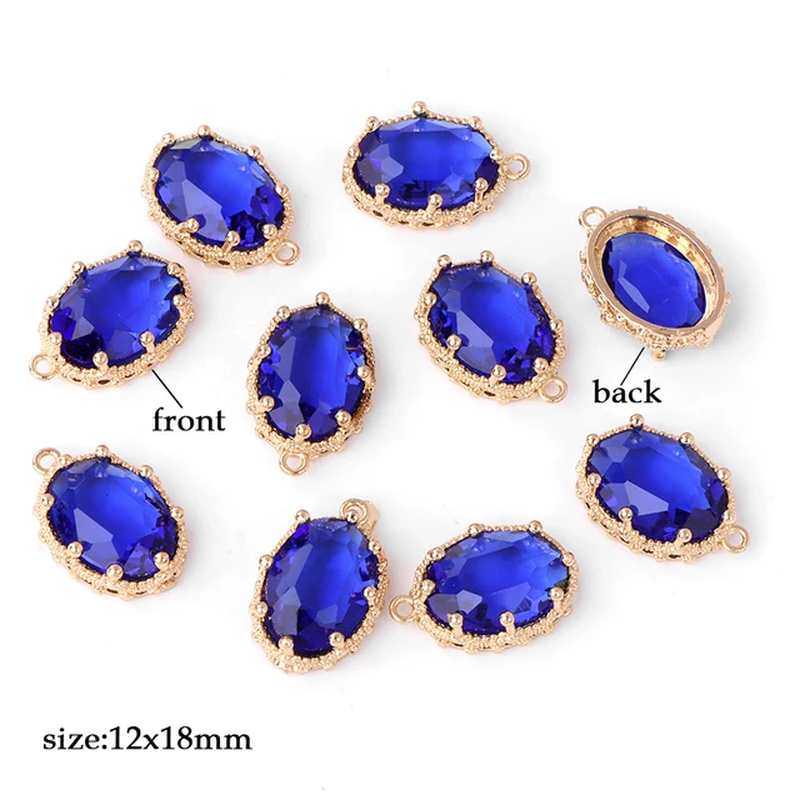 الصورة المصغرة: Fashion Crystal Glass Pendant Oval Shape Rhinestone Charm Vintage Pendant 5Pcs