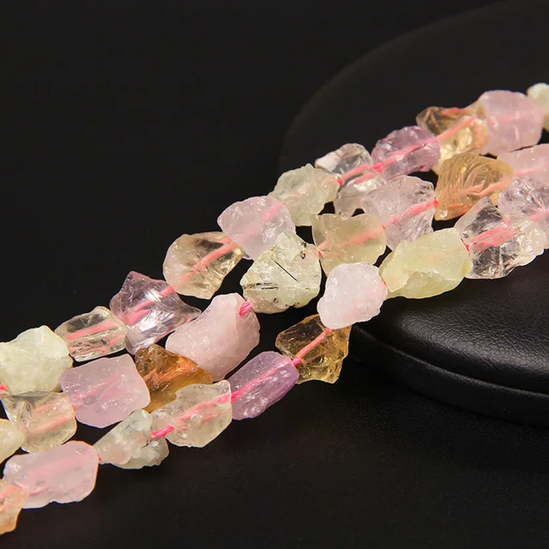 Thumbnail: Raw Irregular Quartz Rough Amethyst Citrine Prehnite Crystal Rock Mineral Beads 