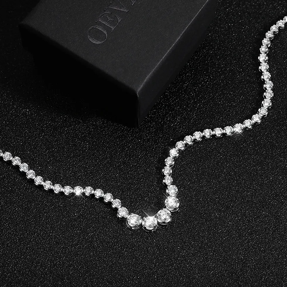 Thumbnail: 1.2CT Moissanite Tennis Necklace 925 Sterling Silver 18K Gold Plated Gradient