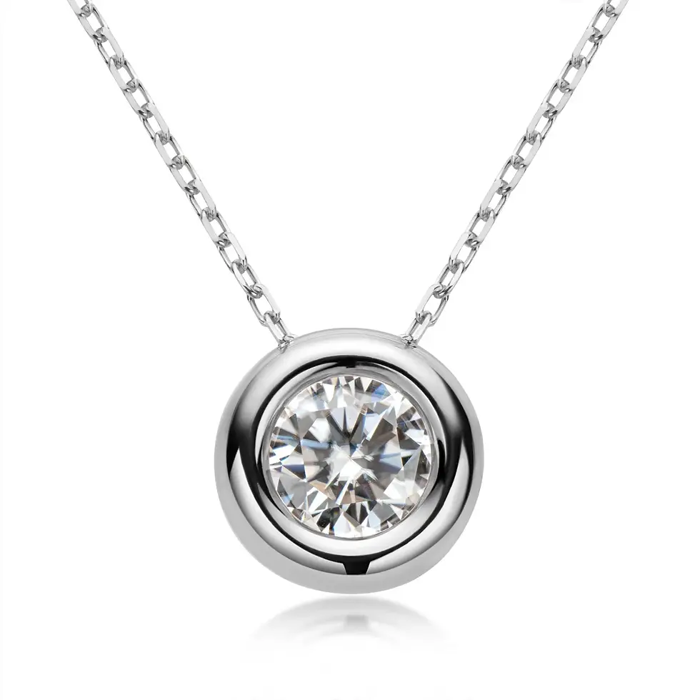 Miniatura: New In 2CT 8mm D Color Moissanite Diamond Pendant Necklace For Women S925 Silver