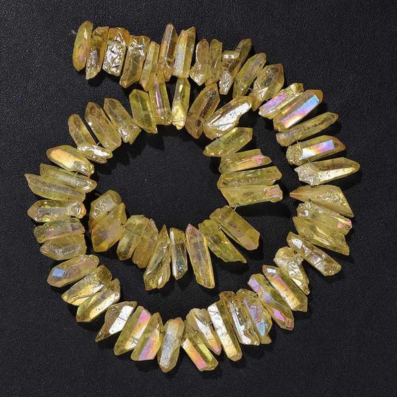 الصورة المصغرة: Crystal Stick Beads Electroplated Color Irregular Loose Gemstone Point Bead 15"
