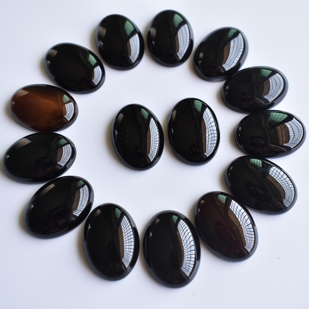 Wholesale 30pcs/lot Black Onyx Oval CABOCHON stone 25x18mm for jewelry making