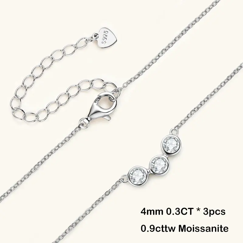 Thumbnail: New In 2CT 8mm D Color Moissanite Diamond Pendant Necklace For Women S925 Silver