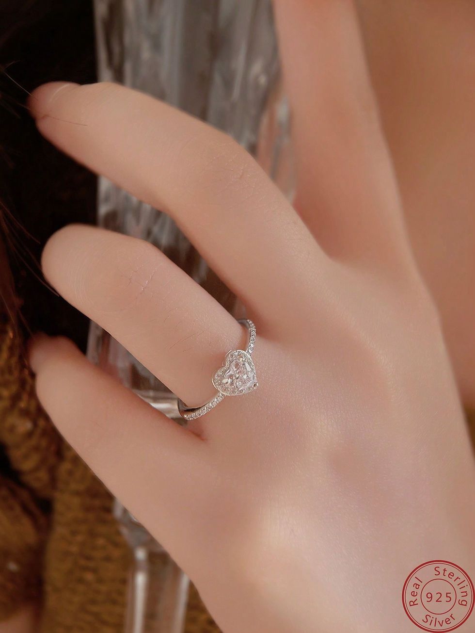 Miniaturbild: 925 Sterling Silver Diamond Zircon Ring  Diamond Proposal Ring for Women