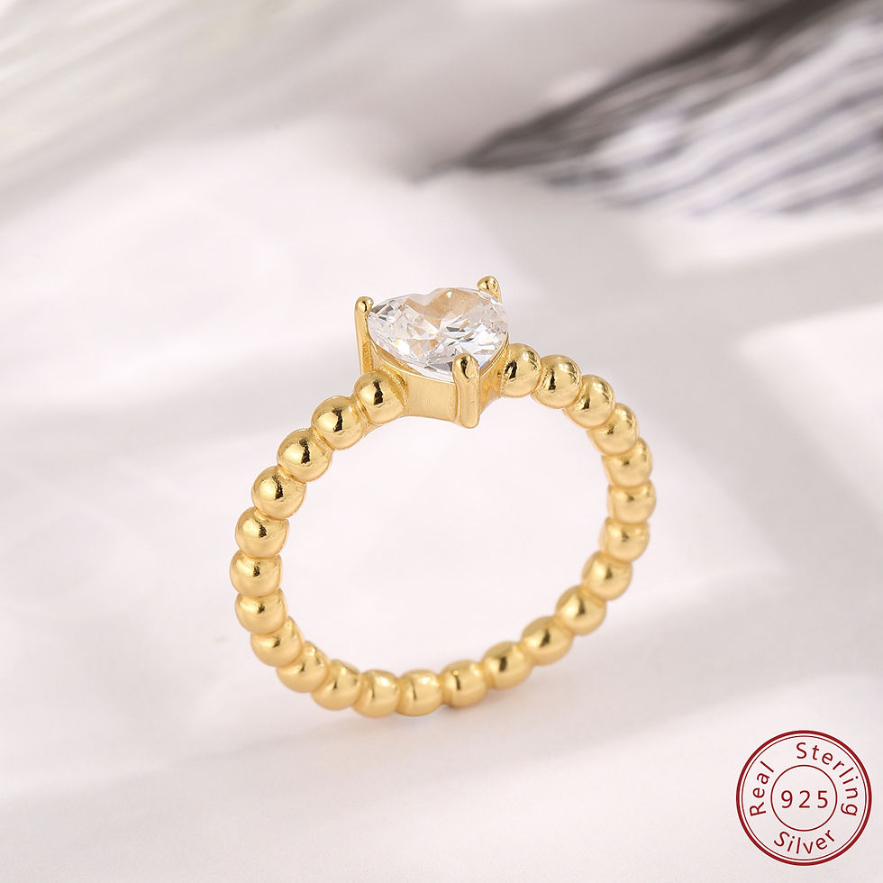 Thumbnail: 925 Sterling Silver New Simple and Personalized Heart Shaped Zircon Ring 
