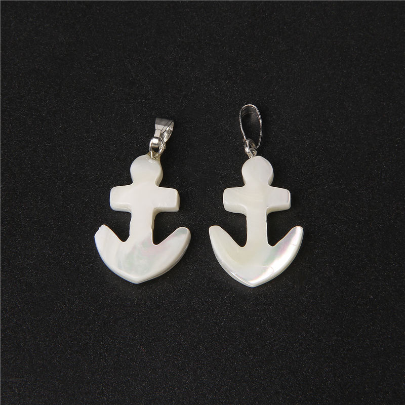 Thumbnail: Anchor Shape White Shell Bead Charms Natural Mother of Pearl Shell Pendant 