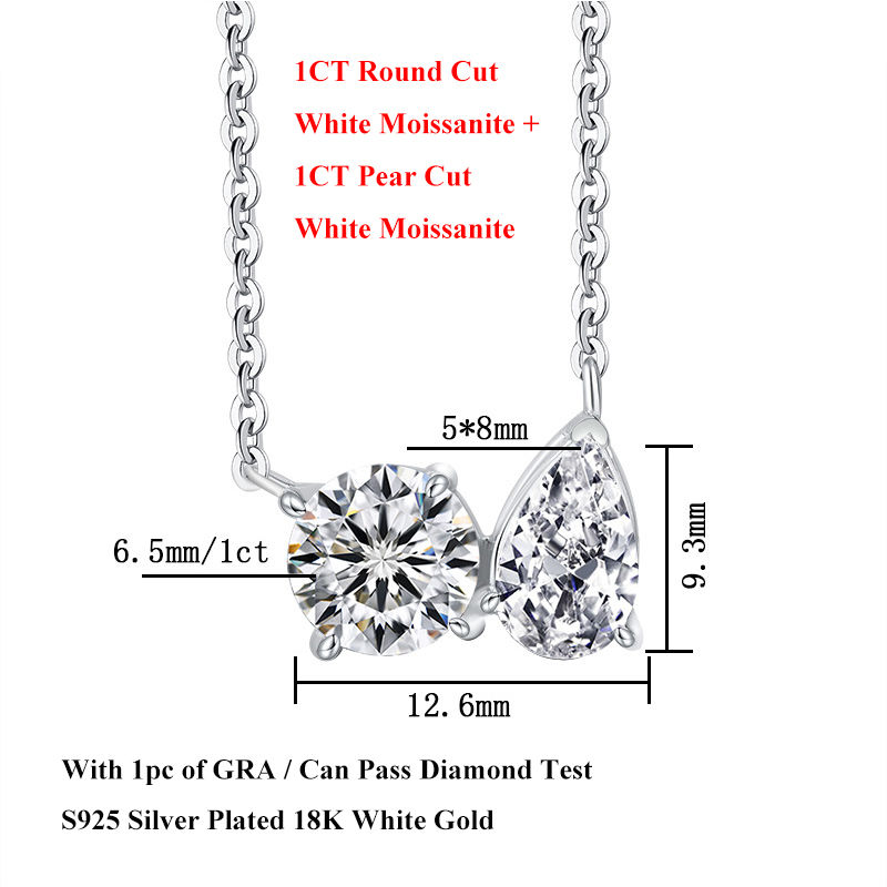 الصورة المصغرة: 2025 New In Pear Cut D Color Moissanite Pendant Necklace for Women 925 Silver GR