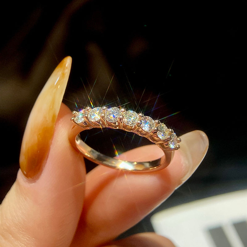 Miniatura: Real Moissanite Ring 925 Sterling Silver Diamond Eternity Band Engagement Rings