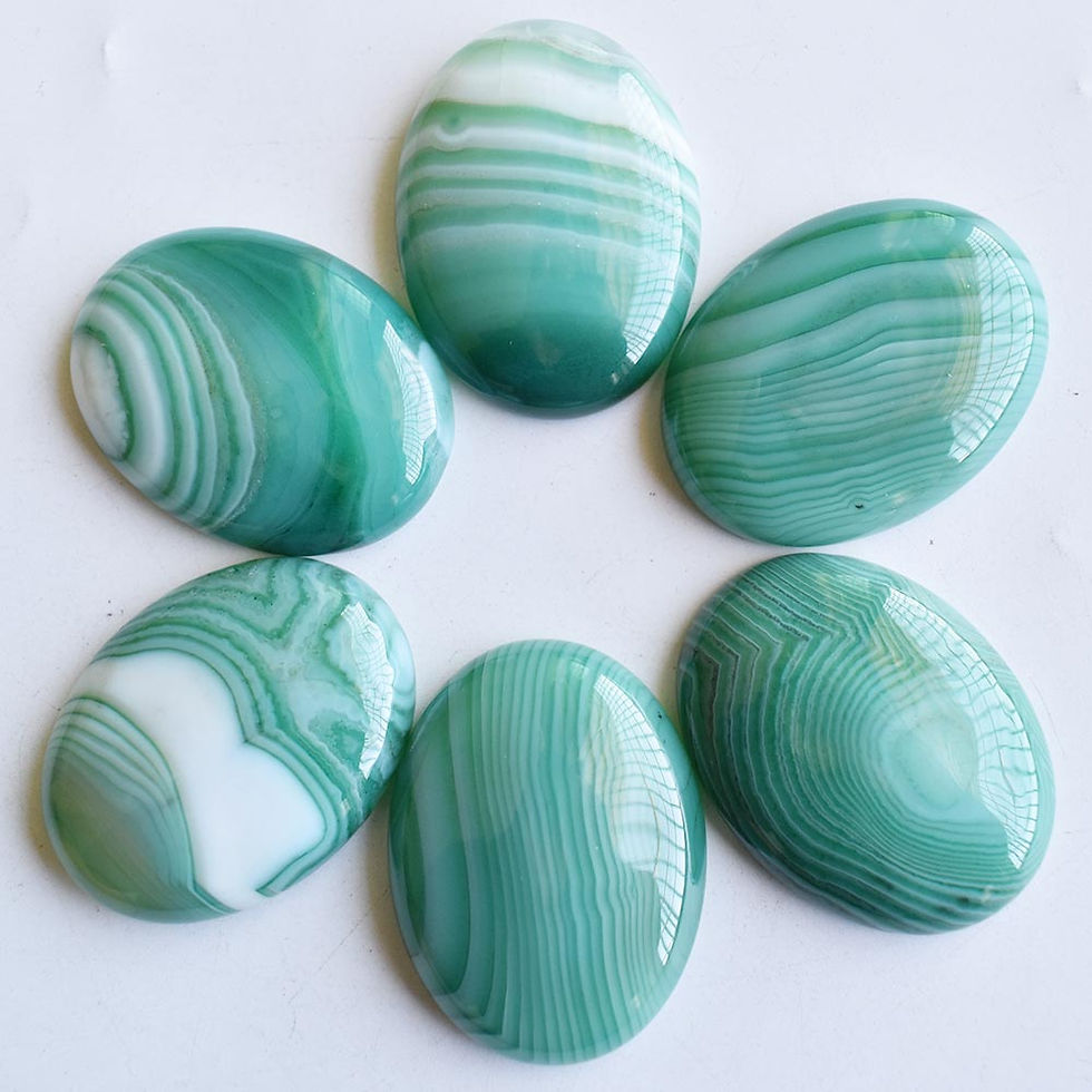 Miniaturbild: 6pcs Wholesale 30x40mm natural green strip agate oval CABOCHON for jewelry 