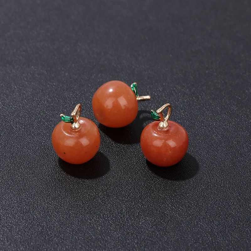 الصورة المصغرة: 5PC Mini Natural Stone Apple Decor Healing TigerEye Statue Pendant Home Decorate