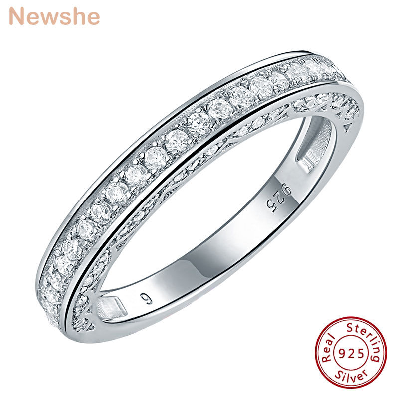 Thumbnail: 925 Sterling Silver Straight Stackable Wedding Ring Engagement Band For Women Tr