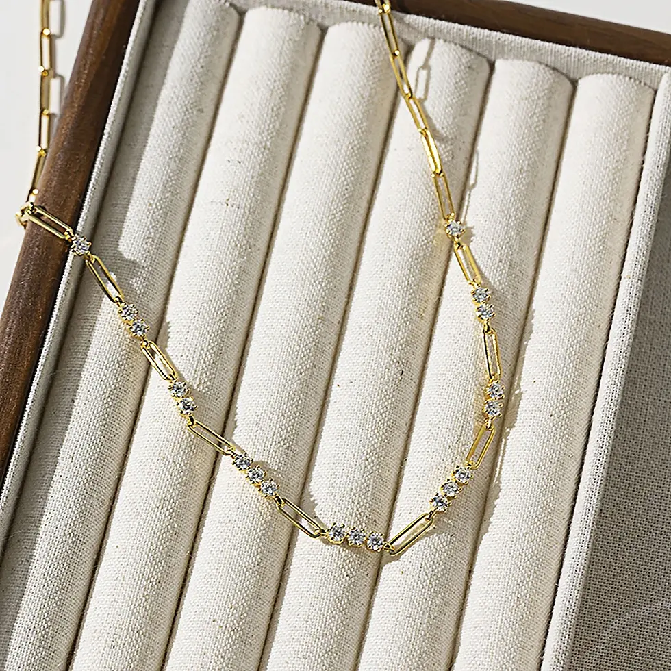 Miniature : 3mm Round Full Moissanite Diamond Necklace 925 Silver Plated 18K Gold Plated